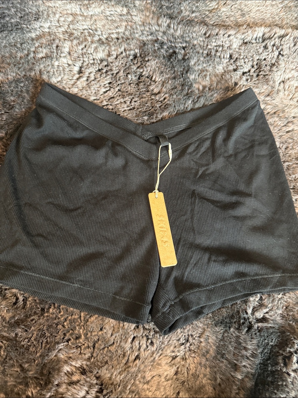 SKIMS Black Ribbed Bike Shorts